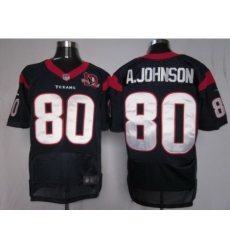 Nike Houston Texans 80 Andre Johnson Blue Elite W 10th Patch NFL Jersey