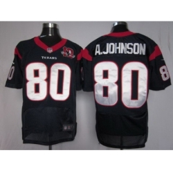 Nike Houston Texans 80 Andre Johnson Blue Elite W 10th Patch NFL Jersey