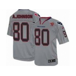 Nike Houston Texans 80 Andre Johnson Grey Elite W 10th Patch NFL Jerseys