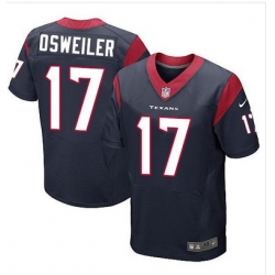 Nike Texans #17 Brock Osweiler Navy Blue Team Color Mens Stitched NFL Elite Jersey