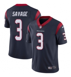 Nike Texans #3 Tom Savage Navy Blue Team Color Mens Stitched NFL Vapor Untouchable Limited Jersey