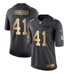 Nike Texans #41 Zach Cunningham Black Mens Stitched NFL Limited Gold Salute To Service Jersey