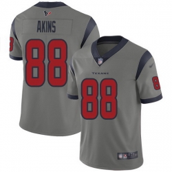 Nike Texans 88 Jordan Akins Gray Men Stitched NFL Limited Inverted Legend Jersey