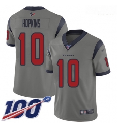 Texans 10 DeAndre Hopkins Gray Men Stitched Football Limited Inverted Legend 100th Season Jersey