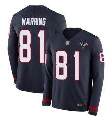 Texans 81 Kahale Warring Navy Blue Team Color Men Stitched Football Limited Therma Long Sleeve Jersey