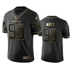 Texans 99 J J  Watt Black Men Stitched Football Limited Golden Edition Jersey