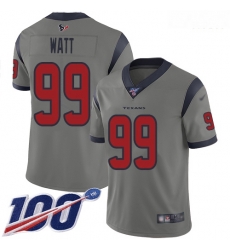 Texans 99 J J  Watt Gray Men Stitched Football Limited Inverted Legend 100th Season Jersey