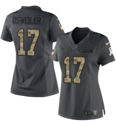 Nike Texans #17 Brock Osweiler Black Womens Stitched NFL Limited 2016 Salute to Service Jersey