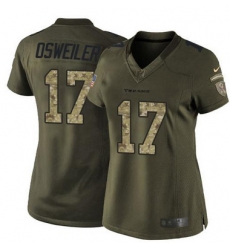 Nike Texans #17 Brock Osweiler Green Womens Stitched NFL Limited Salute to Service Jersey