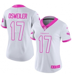 Nike Texans #17 Brock Osweiler White Pink Womens Stitched NFL Limited Rush Fashion Jersey