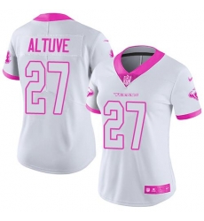 Nike Texans #27 Jose Altuve White Pink Womens Stitched NFL Limited Rush Fashion Jersey