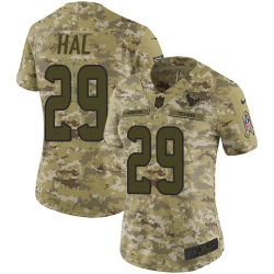 Nike Texans #29 Andre Hal Camo Women Stitched NFL Limited 2018 Salute to Service Jersey