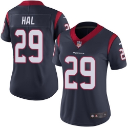 Nike Texans #29 Andre Hal Navy Blue Team Color Womens Stitched NFL Vapor Untouchable Limited Jersey