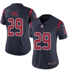 Nike Texans #29 Andre Hal Navy Blue Womens Stitched NFL Limited Rush Jersey