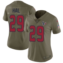 Nike Texans #29 Andre Hal Olive Womens Stitched NFL Limited 2017 Salute to Service Jersey