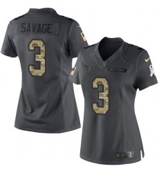 Nike Texans #3 Tom Savage Black Womens Stitched NFL Limited 2016 Salute to Service Jersey