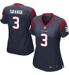 Nike Texans #3 Tom Savage Navy Blue Team Color Womens Stitched NFL Elite Jersey