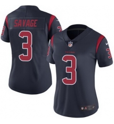 Nike Texans #3 Tom Savage Navy Blue Womens Stitched NFL Limited Rush Jersey