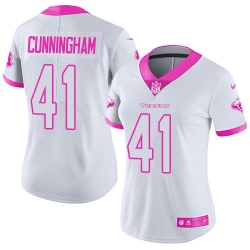 Nike Texans #41 Zach Cunningham White Pink Womens Stitched NFL Limited Rush Fashion Jersey