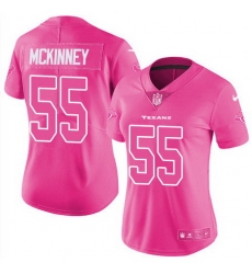 Nike Texans 55 Benardrick McKinney Pink Womens Stitched NFL Limited Rush Fashion Jersey
