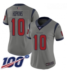 Texans #10 DeAndre Hopkins Gray Women Stitched Football Limited Inverted Legend 100th Season Jersey