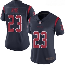 Texans #23 Carlos Hyde Navy Blue Women Stitched Football Limited Rush Jersey