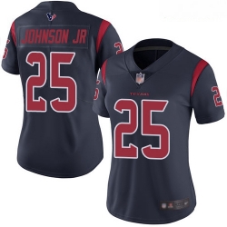Texans #25 Duke Johnson Jr Navy Blue Women Stitched Football Limited Rush Jersey