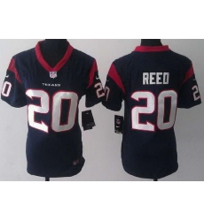 Women Nike Houston Texans 20 Ed Reed Blue NFL Jerseys