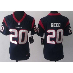 Women Nike Houston Texans 20 Ed Reed Blue NFL Jerseys