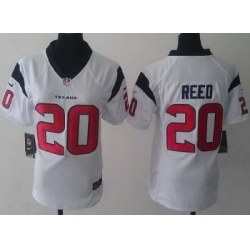 Women Nike Houston Texans 20 Ed Reed White NFL Jerseys