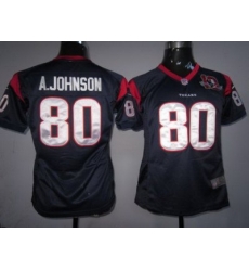 Women Nike Houston Texans #80 Andre Johnson Blue Nike NFL Jerseys W 10th Patch