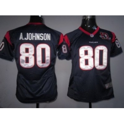Women Nike Houston Texans #80 Andre Johnson Blue Nike NFL Jerseys W 10th Patch
