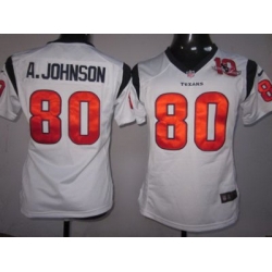 Women Nike Houston Texans #80 Andre Johnson White Nike NFL Jerseys W 10th Patch