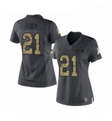 Womens Houston Texans 21 Bradley Roby Limited Black 2016 Salute to Service Football Jersey