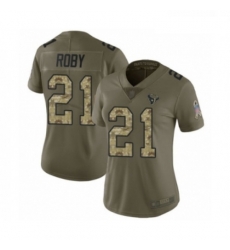 Womens Houston Texans 21 Bradley Roby Limited Olive Camo 2017 Salute to Service Football Jersey