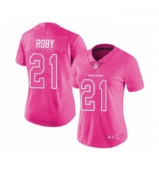 Womens Houston Texans 21 Bradley Roby Limited Pink Rush Fashion Football Jersey