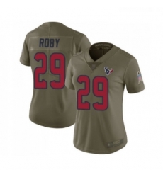 Womens Houston Texans 29 Bradley Roby Limited Olive 2017 Salute to Service Football Jersey