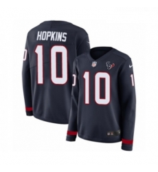 Womens Nike Houston Texans 10 DeAndre Hopkins Limited Navy Blue Therma Long Sleeve NFL Jersey