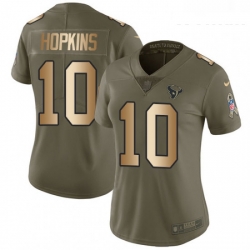 Womens Nike Houston Texans 10 DeAndre Hopkins Limited OliveGold 2017 Salute to Service NFL Jersey