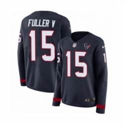 Womens Nike Houston Texans 15 Will Fuller V Limited Navy Blue Therma Long Sleeve NFL Jersey