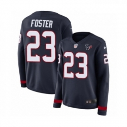 Womens Nike Houston Texans 23 Arian Foster Limited Navy Blue Therma Long Sleeve NFL Jersey