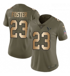 Womens Nike Houston Texans 23 Arian Foster Limited OliveGold 2017 Salute to Service NFL Jersey