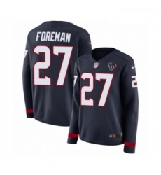 Womens Nike Houston Texans 27 DOnta Foreman Limited Navy Blue Therma Long Sleeve NFL Jerse