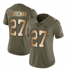 Womens Nike Houston Texans 27 DOnta Foreman Limited OliveGold 2017 Salute to Service NFL Jersey