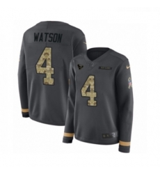 Womens Nike Houston Texans 4 Deshaun Watson Limited Black Salute to Service Therma Long Sleeve NFL Jersey