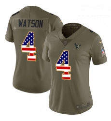 Womens Nike Houston Texans 4 Deshaun Watson Limited OliveUSA Flag 2017 Salute to Service NFL Jersey