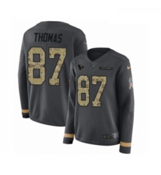 Womens Nike Houston Texans 87 Demaryius Thomas Limited Black Salute to Service Therma Long Sleeve NFL Jersey