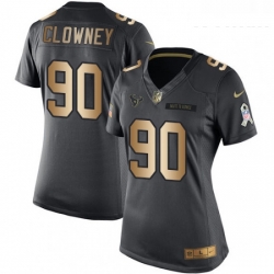 Womens Nike Houston Texans 90 Jadeveon Clowney Limited BlackGold Salute to Service NFL Jersey