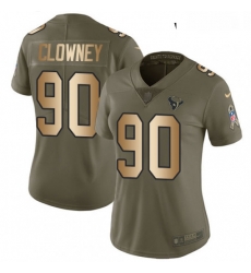 Womens Nike Houston Texans 90 Jadeveon Clowney Limited OliveGold 2017 Salute to Service NFL Jersey