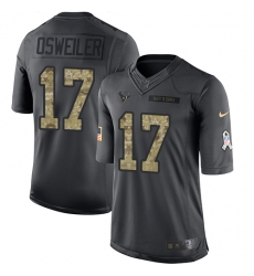 Nike Texans #17 Brock Osweiler Black Youth Stitched NFL Limited 2016 Salute to Service Jersey